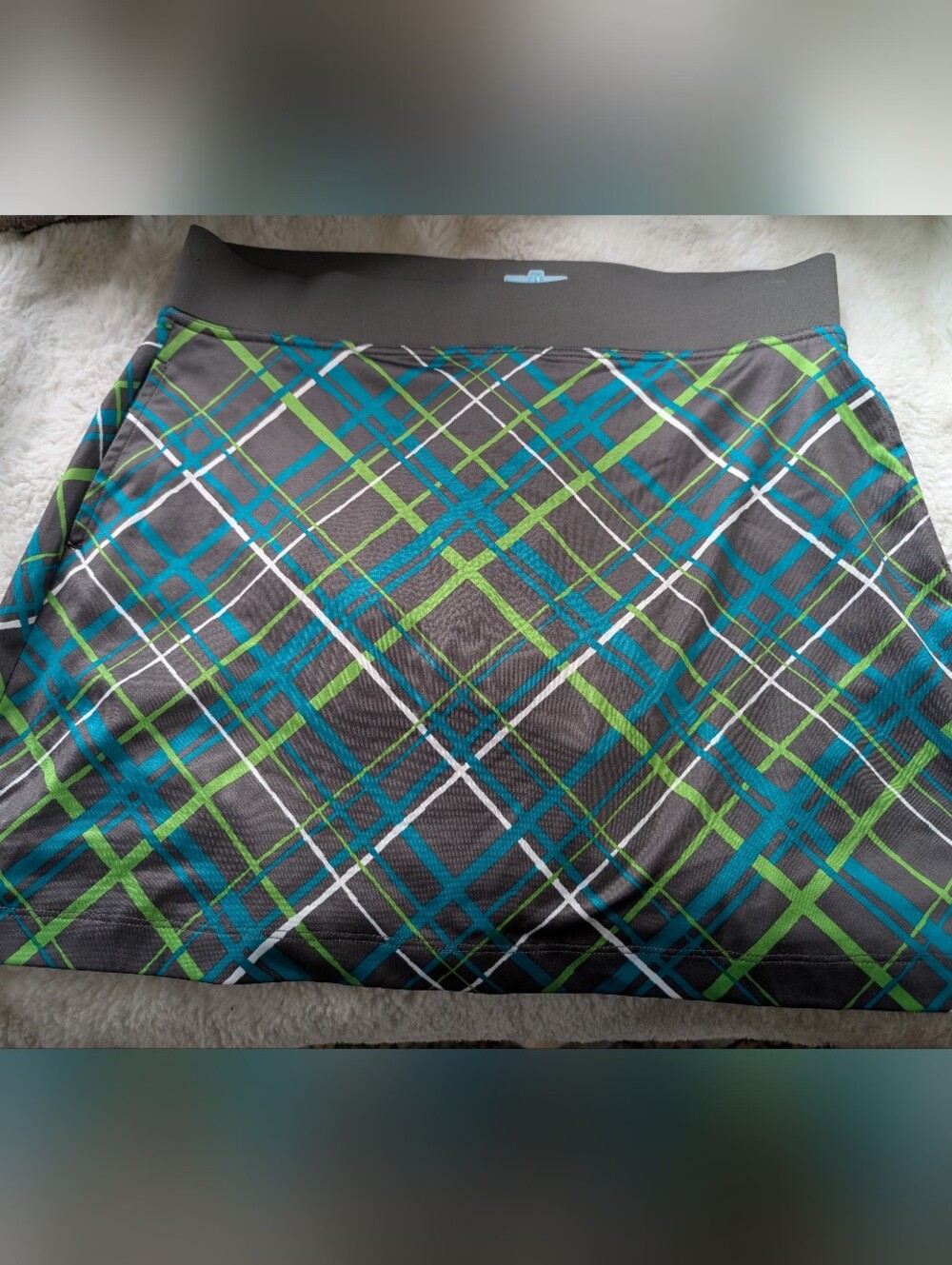 PGA Women's Plaid Active Skort in Teal and Green